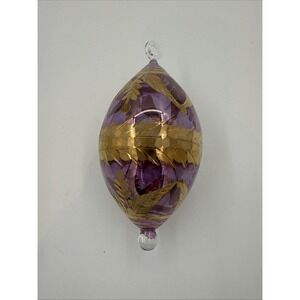 Mouth Blown Hand Painted Ornament Amethyst And Gold Leaf Witches Orb
